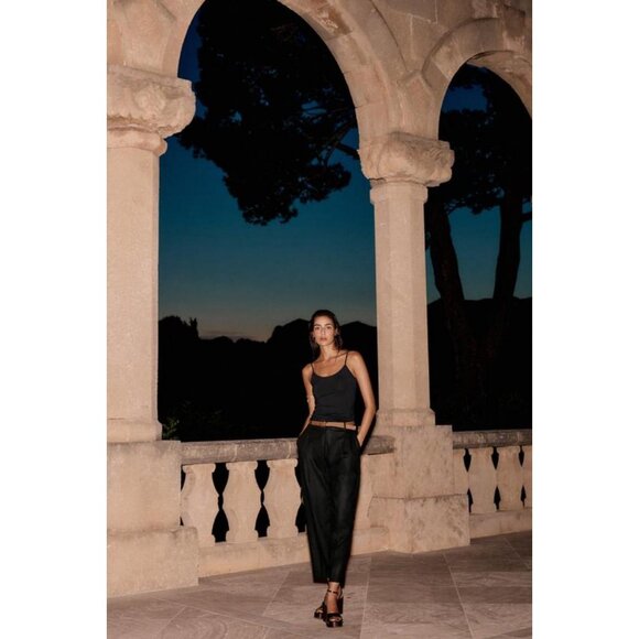 ZARA LINEN BELTED STRAIGHT-LEG TROUSERS - Picture 5 of 8